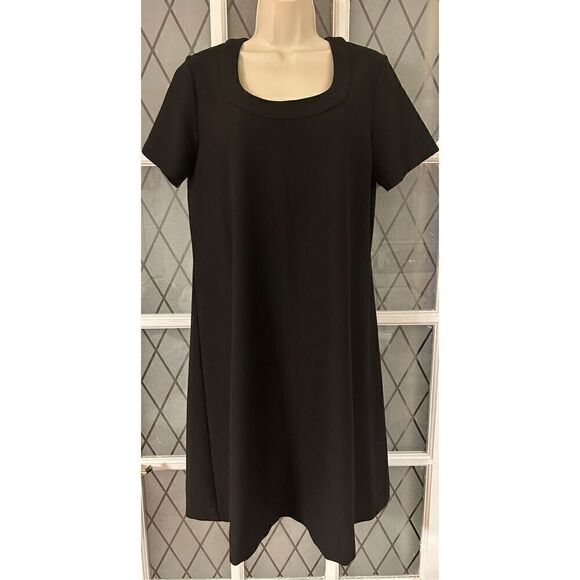 Susan Graver/Style Women's Short Sleeve Black Shift Dress Pullover Size Small - Picture 2 of 7